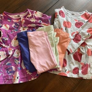 Toddler girls Tea Collection Dresses and Leggings Bundle